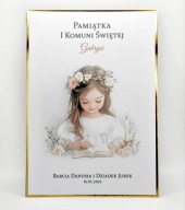 Personalizowana Pamiątka I Komunii Świętej | Lustrzane złoto dziewczynka