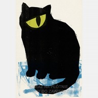 Kot plakat obraz na płótnie 55x80 abstrakcja czarny oko plama