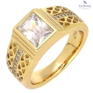 74479 Pierścionek pozłacany 18K średnica 18 mm sygnet z cyrkoniami