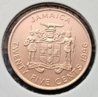 *JAMAJKA [0315]*25 centów 1996 Elżbieta II, Marcus Garvey, Herb UNC Holder