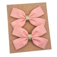 Spinki do włosów dla dziewczynki kokardki brudny róż i złoto