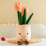 PLUSZOWE TULIPANY W DONICZCE DEKORACJA KWIATEK MASKOTKA POMARAŃCZOWA