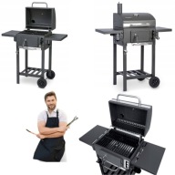 GRILL WĘGLOWY OGRODOWY KOMIN ŻELIWNY RUSZT Z POKRYWĄ POPIELNIK TERMOMETR