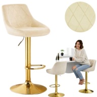 HOKER KRZESŁO OBROTOWE BEŻOWE KUCHENNY REGULOWANY WELUR PIKOWANY Z OPARCIEM