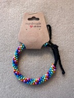 BRANSOLETKA PLECIONA Z KORALIKÓW INSPIROWANA KOLORAMI GRAFIK WOŚP nr.6