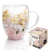 Szklanka termiczna z kwiatami w środku gipsówka hortensje kolorowe 300 ml