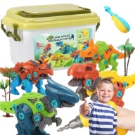 DINOZAURY DO SKRĘCANIA KLOCKI KONSTRUKCYJNE ZESTAW WKRĘTARKA ŚRUBOKRĘT 3D