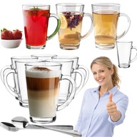 SZKLANKI DO KAWY LATTE MACHIATTO + ŁYŻECZKI ZESTAW DO NAPOJÓW HERBATY