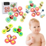 FIDGET SPINNER Z PRZYSSAWKĄ ZABAWKA SENSORYCZNA GRZECHOTKA ZESTAW 3 SZTUK