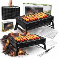GRILL WĘGLOWY TURYSTYCZNY SKŁADANY PRZENOŚNY MINI WALIZKA Z UCHWYTEM MAŁY