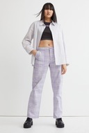 H & M paski koszula oversize biała bawełna boyfriend luźna prążki wzór boho