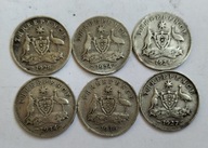 moneta srebro Australia 3 pence 1921 1936 Jerzy V