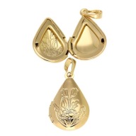 86110 Zawieszka stal chirurgiczna 316L pozłacana 18k sekretnik łezka