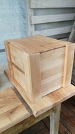 Skrzynka na winyle z pokrywą, drewno brzozowe, skrzynka na drewno