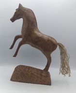 Koń w stójce śliczna rzeźba z drewna - Vintage - 33 cm - kolekcjonerska