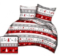 pościel bawełna lux 200x220 + 2x50x60 zamek B 564-1 sweterek czerwony
