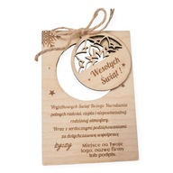 Drewniana firmowa Kartka Świąteczna BOMBKA Twój NAPIS LOGO dla FIRM 10 szt