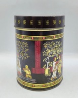 Japonia śliczna STARA puszka, kwiat wiśni, gejsze MISTRZ i czaple