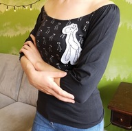 Śmieszna bluzka z żyrafką 34 36 rękaw 3/4 cienka dzianina (669)