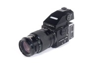 Bronica 6x4.5 cm,magazynek,pryzmat,obiektyw Zenzanon PE 180mm,f 4.5,używany