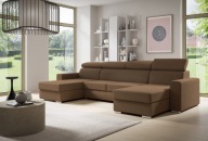 Narożnik NELA w kształcie U gładki regulowane zagłówki