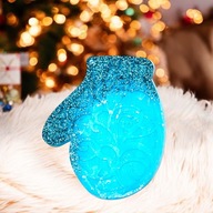 Zawieszka Rękawica Ozdoba Choinkowa Handmade Premium Brokat Błękit