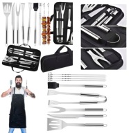 AKCESORIA DO GRILLA SZTUĆCE ZESTAW ZE STALI NIERDZEWNEJ 9W1 PRZYBORY Z ETUI