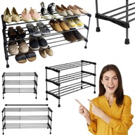SZAFKA NA BUTY OBUWIE DUŻA CZARNA METALOWY REGAŁ STOJAK ROZSUWANY LOFT