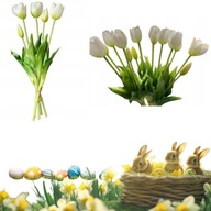 Tulipany Silikonowe Bukiet Białe Jak Żywe Sztuczny Kwiat Tulipan Gumowy