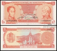 BNB - WENEZUELA 5 Bolivares 1989 L 10069391 # P70b # UNC