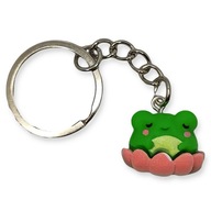 Brelok Zielona ŻABKA w Kwiatku ŻABY Zawieszka Prezent DO KLUCZY Wesoła