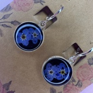 Kolczyki posrebrzane 925 kółka | niezapominajki w żywicy | 15 mm | handmade