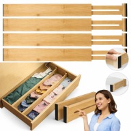 PRZEKŁADKI DO SZUFLAD ORGANIZERY BAMBUSOWE SEPARATORY PRZEGRÓDKI 4 SZTUKI