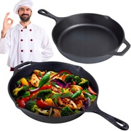 Patelnia Żeliwna 31cm Grill Ognisko Indukcja Gaz Eko Talerz BBQ Solidna