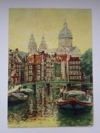 Bazylika św. Mikołaja w Amsterdamie - obraz - ciekawa stara pocztówka