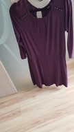 WAREHOUSE Sukienka Prosta Damska Fioletowy Długi rękaw Wiskoza 38 Okrągł...