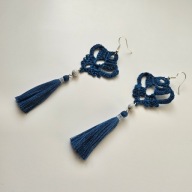 Kolczyki rękodzieło na szydełku z chwostem