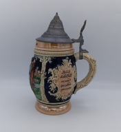 Kufel kolekcjonerski 20cm Western Germany ceramika-cyna vintage #1196