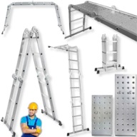 DRABINA ALUMINIOWA SKŁADANA PRZEGUBOWA WIELOFUNKCYJNA 4X3 150KG ROZKŁADANA
