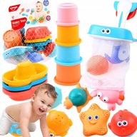 DUŻY ZESTAW ZABAWEK DO KĄPIELI Z SIATKĄ ZABAWKI