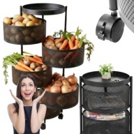 REGAŁ KUCHENNY DO 60KG MOBILNY STOLIK NA KÓŁKACH WÓZEK CZARNY 90CM 6 PÓŁEK