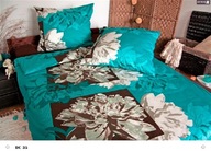 pościel z satyny 160x200 + 2x70x80 zamek S DC DC 34 hibiskus turkus A-pol