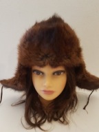CZAPKA ZIMOWA Z NATURALNEGO FUTRA ORYGINALNA USZATKA SOJUZ