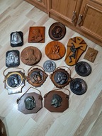 STARE PLAKIETY PŁASKORZEŹBY JEZUS MARYJA DUŻY ZESTAW