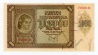 Chorwacja 1000 Kuna 1941 P-12 Stan 1- Oryginał Banknot Historyczny