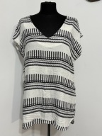 243 Donna biel czerń aztecki wzór pasy wiskoza XL upały letnia wygodna