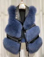 KAMIZELKA FUTRZANA LISY z lisów skóra jeans