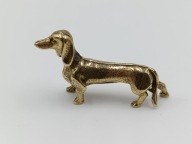 Malutki jamniczek Jamnik z mosiądzu do gablotki z maleńkimi figurkami 3,7cm