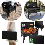 GRILL WĘGLOWY OGRODOWY TURYSTYCZNY SKŁADANY PRZENOŚNY BBQ XXL + AKCESORIA