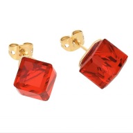 62721 Kolczyki 18K pozłacane 11 MM SIAM CUBE CRYSTAL Swarovski